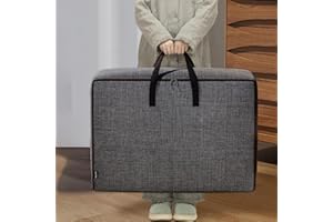 Large Oxford Cloth Storage Bag for Blankets Comforters Bedding Organizer with Double Zipper, Dark gray, 27.5 inches x 11.8 in