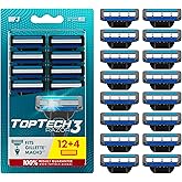Razor 3 for Men - Replaceable Cartridges for Manual Shaving Razor - 3-Blade Technology Refills - Fits Gillette Mach3 - Soft Shave Sharp Blades - Cost-effective Refill (12 refills)