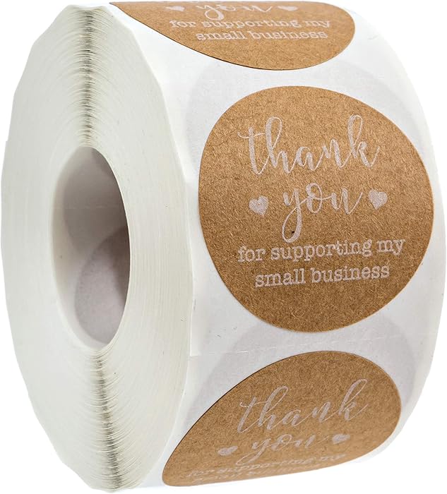 1.5 inch Round Kraft Thank You for Supporting My Small Business Stickers / 500 Labels Per Roll