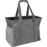 BALEINE Extra Large Utility Tote Bag with Wire Frame for Storage (Grey, 16.5''x14''x10'')