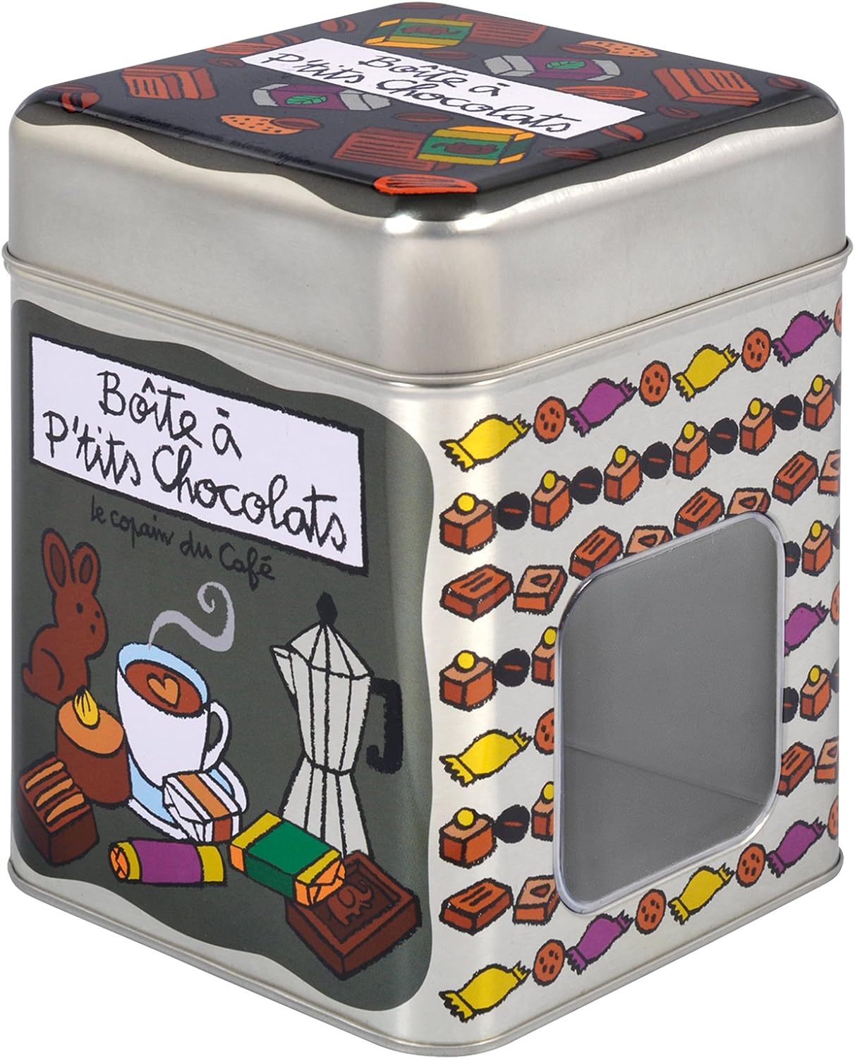 Derrière la Porte Caja Metal Con Ventana Chocolate Ptit: Amazon.es: Hogar