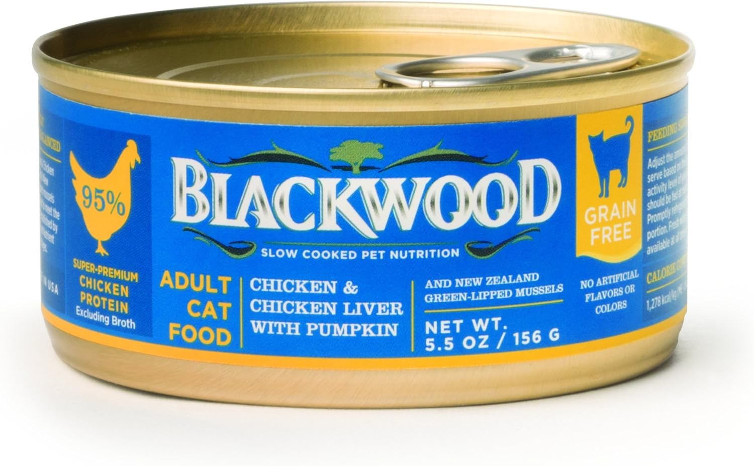 Blackwood Pet Grain Free Wet Cat Food Made in USA [Grain Free Canned Cat Food For All Life stages] Available in 4 Flavor Varieties, 5.5 oz. can, Pack of 24