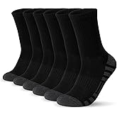 Men's and Women's Athletic Crew Socks, Sports Socks for Running, 6 Pairs,9-12,Black