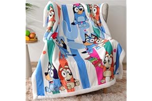 Yemnut Kids Blanket Cartoon Animal Throw Blanket, Sherpa Fleece Cute Soft Cozy Blanket, Travel & Camping Blanket, for Girls Boys Toddlers & Baby 50"x60" (Bluey, Throw(50''×60''))