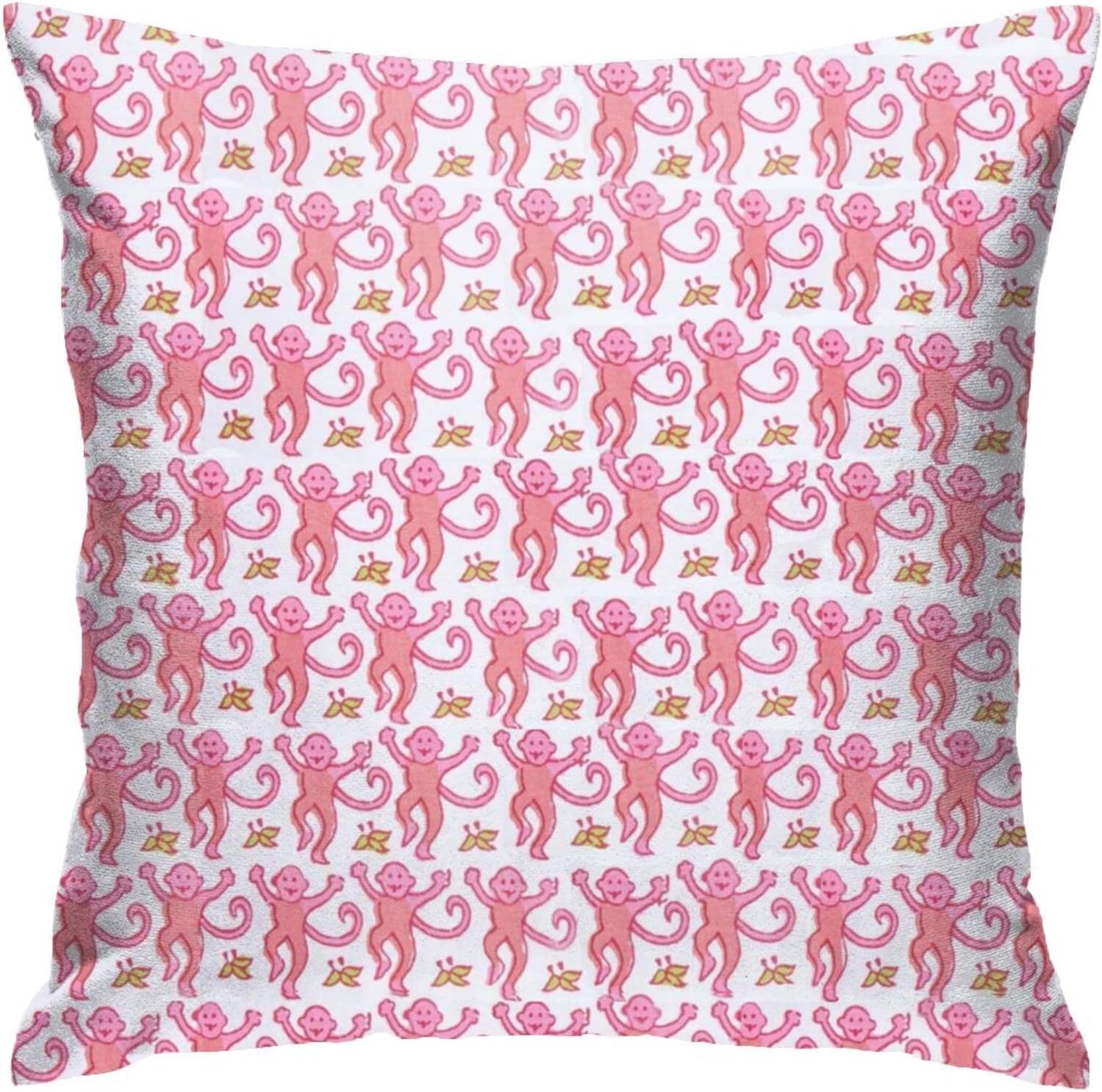 ZFENGYYUAN Pink Rabbit Monkeys Pillow Case Square Soft Pillowcase Throw Pillow Cover Home Decor for Living Room Sofa Car Cushion Cover 18''X 18''