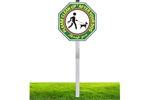 KOALAAT Clean Up After Your Dog Signs, No Pooping Dog Signs for Yard, Pick Up After Your Dog Sign, 10 x 10 Inches Reflective Dog Sign With 28 Inches Long Stake, Durable Aluminum Metal Rust Free and Weather