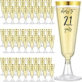 Jingmore 48 Pack 21st Birthday Cup Cheers to 21 Years Plastic Champagne Flutes 5 Oz Disposable Cocktail Cups Finally Twenty One Birthday Party Supplies Decorations Favors for Men Women