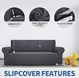MAXIJIN Super Stretch 3 Seater Couch Cover Grey Jacquard Spandex Sofa Slipcover view 3