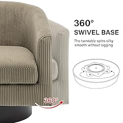 Swivel Barrel Accent Chair, Modern Round Corduroy