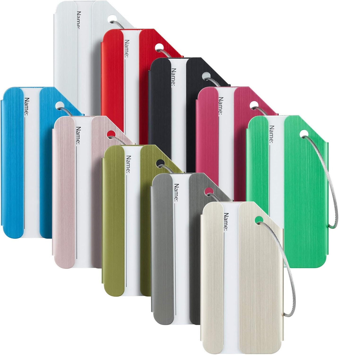 Travelambo Luggage Tags & Bag Tags Stainless Steel Aluminum Various Colors (Mixed Colors 10 pcs Set): Office Products