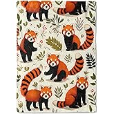 coedoaes Red Panda Fleece Blanket - 50x60in Cute Botanical Throw Blankets,Soft Cozy Lightweight, Ideal for Living Room Home Rustic Decor and Kids Women Girls Spring Gifts