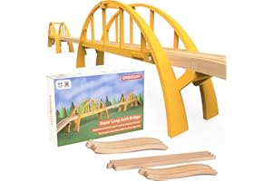 ORBRIUM Super Long Double Span Arch Bridge Almost 5 Ft Long for Wooden Railway Wood Train Tracks Compatible with Thomas, Brio