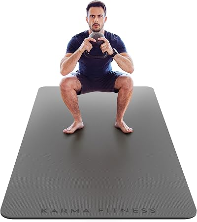 Karma Fitness Large Exercise Mat 183x80x10mm TPE Dark Grey Carry Bag
