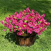 RIESEK 10 Bundles Artificial Flowers for Outdoor,UV Resistant Fake Petunia Flowers,Faux Plants for Outside Hanging Planters,Artificial Plants for Indoor Porch Garden Home Wedding Decor(Fuchsia)