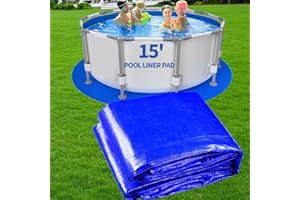 AMORTHERAPIE 15FT Round Pool Liner Pad for Above Ground Pools, Thickened Puncture-Resistant Under Mat, Heavy-Duty Underlayment, Outdoor Tarp Protector for Concrete/Lawn, Pool Floor Base Pad, Extends Liner Life