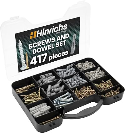 Hinrichs 417pc Wall Screw & Plug Set Storage Case - 4 Plug Sizes, 9 Screw Sizes