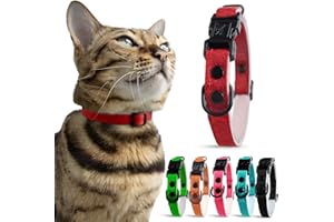 OutdoorBengal Red Cat Collar Breakaway with Soft Padding for Medium to Large Cats - Durable Heavy Duty Tactical Fabric, Comfortable, Quick Release Breakaway Cat Collars, No Bell Collar (Red, Adult)