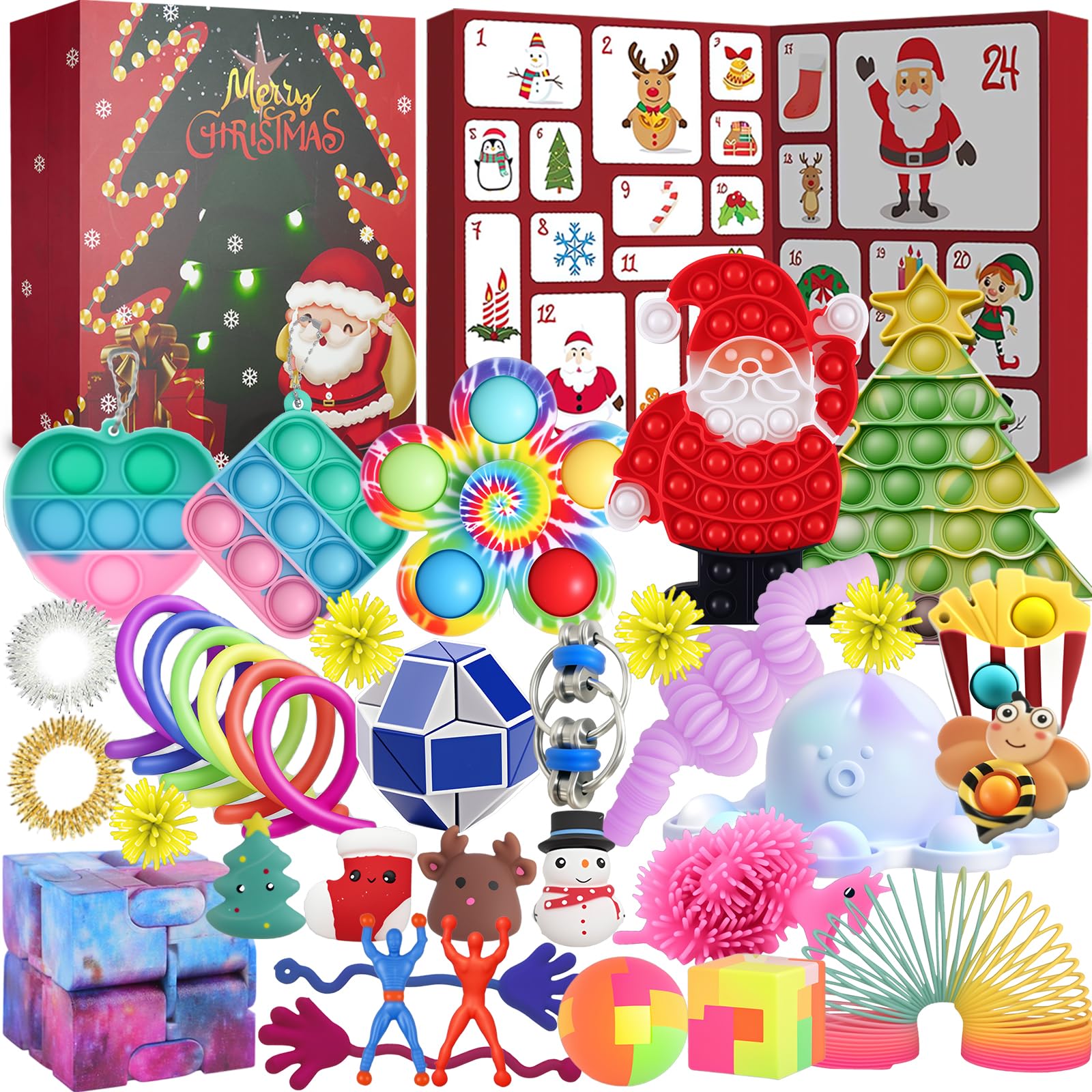 vita dennis Christmas Fidget Advent Calendar 2025 with 36 Pcs Fidget Toys for Kids and Adults, Sensory Stress Reliever Toy for Anxiety ADHD, Squeeze Toy Family Games Holidays Party Gift Box Set (Q)