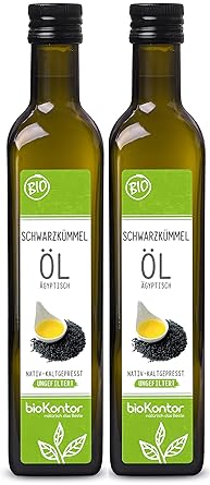 bioKontor // BIO Schwarzkümmelöl ägyptisch - UNGEFILTERT - nativ + kaltgepresst - 2x500ml / 1000ml