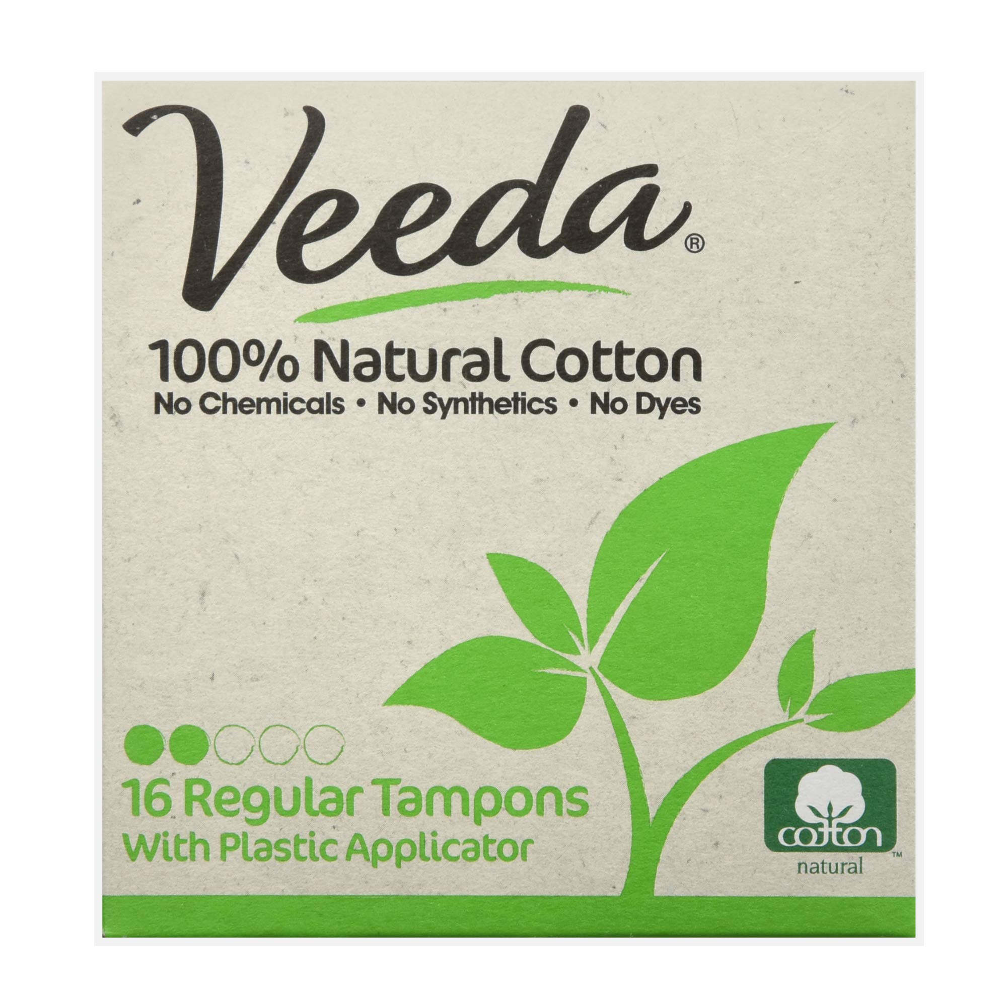 Veeda Natural AllCotton Tampons, Lite / Light, Compact