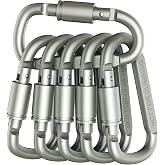 Outmate Premium Aluminum D-Ring Locking Carabiners (Pack of 6) - Lightweight & Durable for Hiking, Camping, Keychains, Dog Le