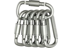 Outmate Premium Aluminum D-Ring Locking Carabiners (Pack of 6) - Lightweight & Durable for Hiking, Camping, Keychains, Dog Leashes & More - NOT for Climbing