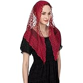 Wgior Triangle Vintage Inspired Lace Chapel Veils Catholic Mass Head Covering Scarf Mantilla Veils for Church
