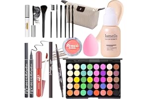 YBUETE Makeup Set Full Kit for Girls Teens Women, Makeup Present Set, Includes Eyeshadow, Foundation, Blusher, Eyebrow Pencil, Mascara, Eyeliner, Brushes, Lip Gloss, Sponge, Cosmetic Bag