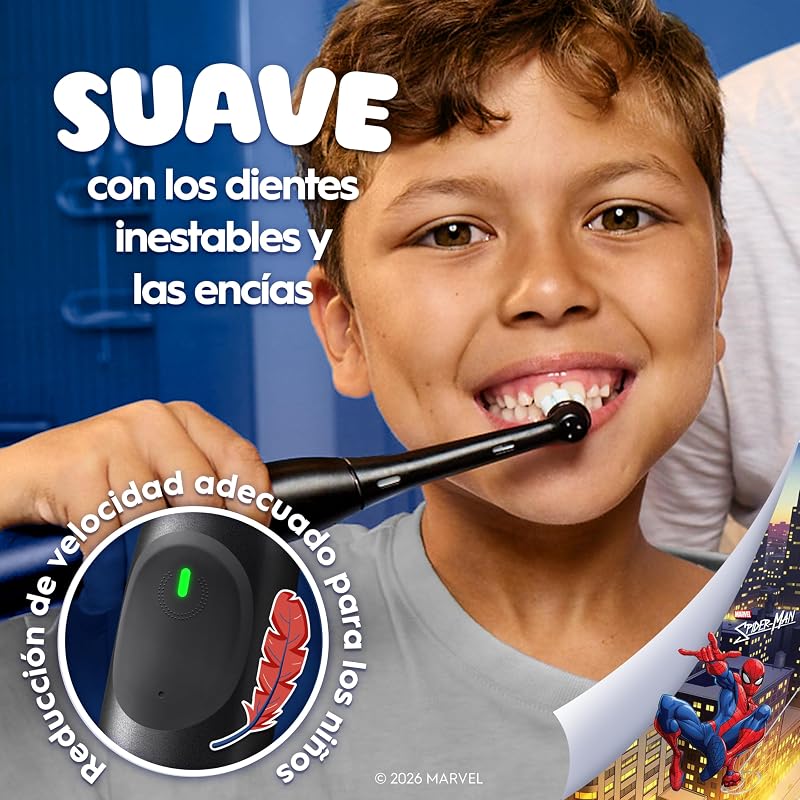 iO Kids Marvel Spiderman Cepillo de Dientes Eléctrico, Niños +6 Años