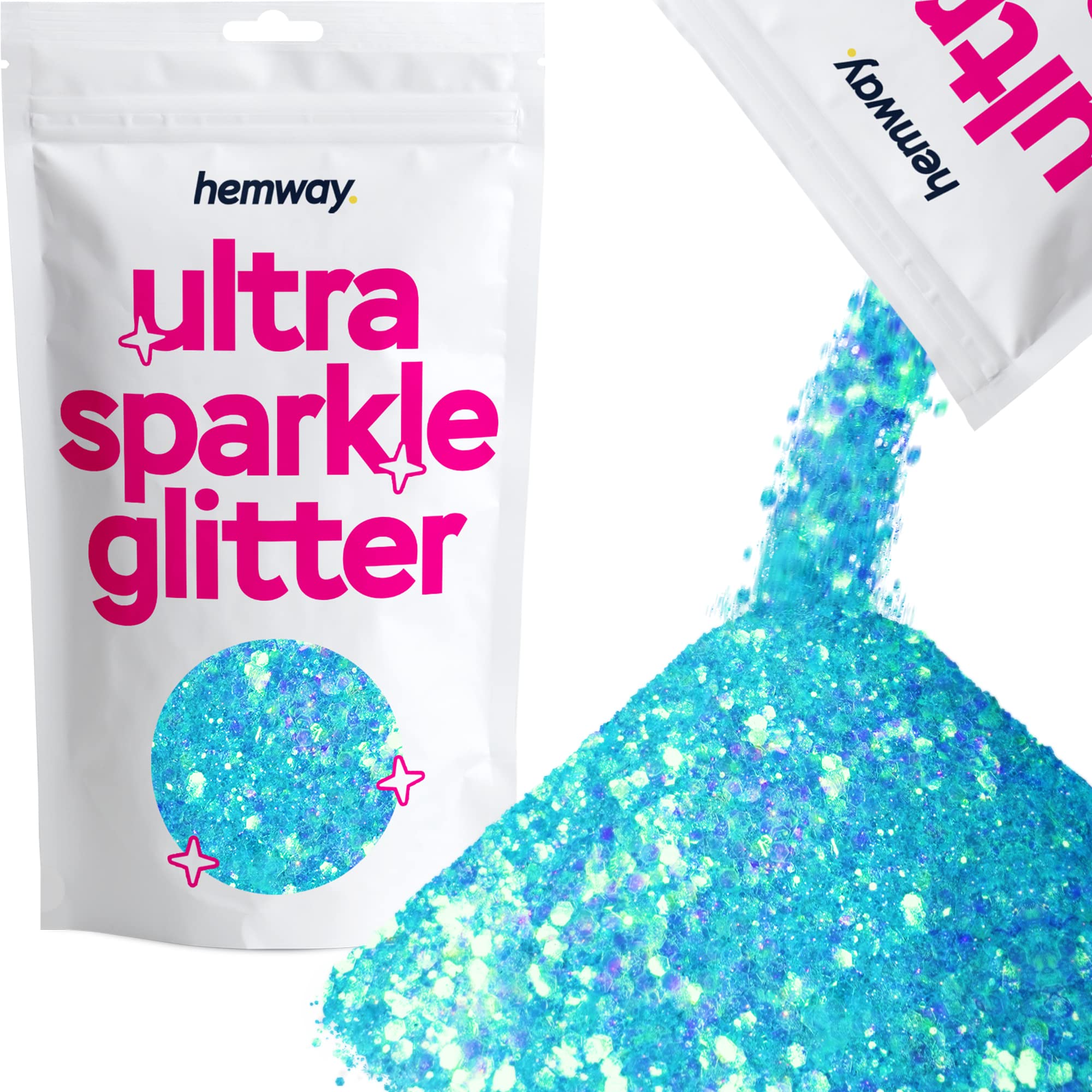 Hemway Ultra Sparkle Glitter Mermaid Blue Mix 100g Mixed | Glitter for Arts & Craft, Makeup, Nail Art, Crafting, Card Making, Sparkle Decoration
