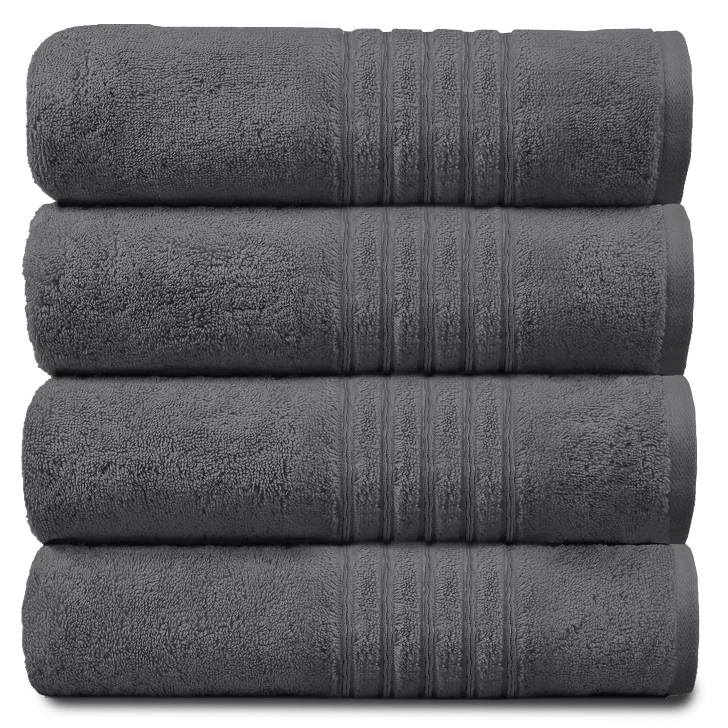 Gaveno Cavailia 100% Natural Cotton Thick Absorbent 450 GSM Hampton Hand Towel [ Pack of 4-Charcoal (50x80 cm)