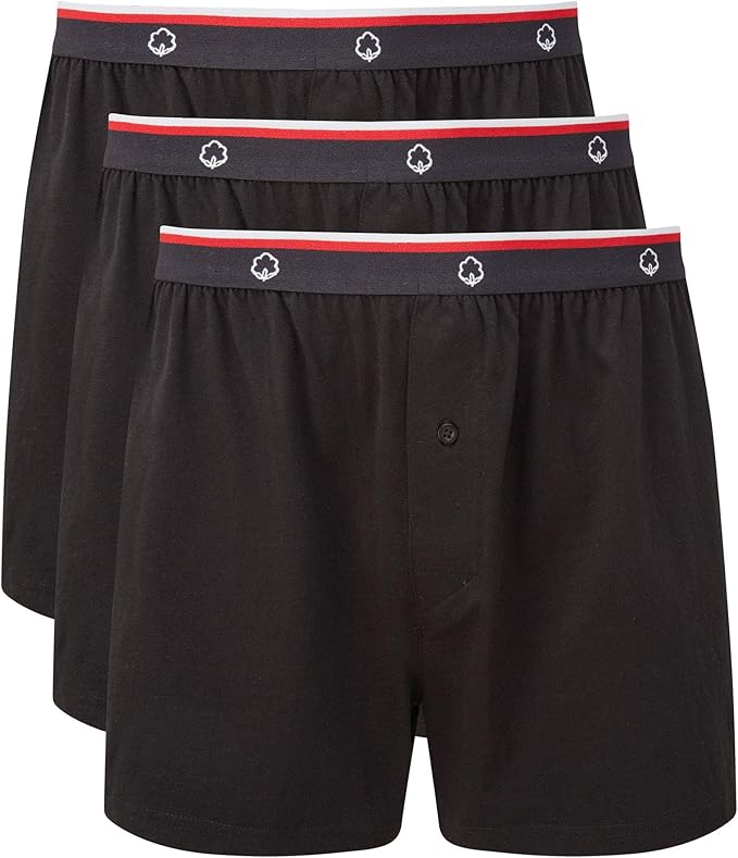 Cotton Traders Mens Casual Boxers Underwear in Black Amazon.co.uk