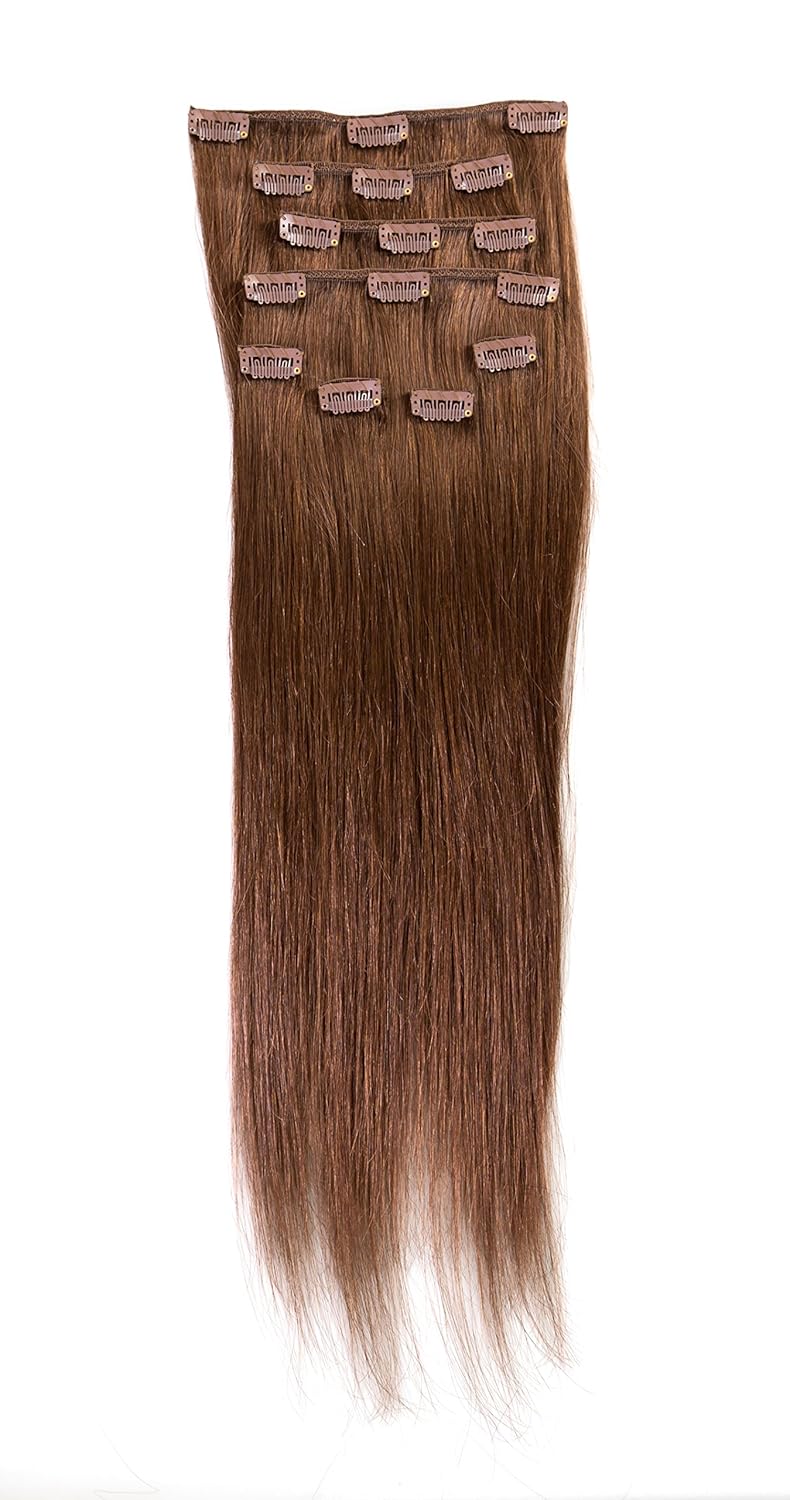 Donna Bella Full Head Human ClipIn Hair Extensions 20" Length Color 6 Dark
