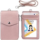 Teskyer Leather Badge Holder with Zipper Pocket,1 Clear ID Window and 3 Card Slots with Secure Cover, Premium Leather ID Hold