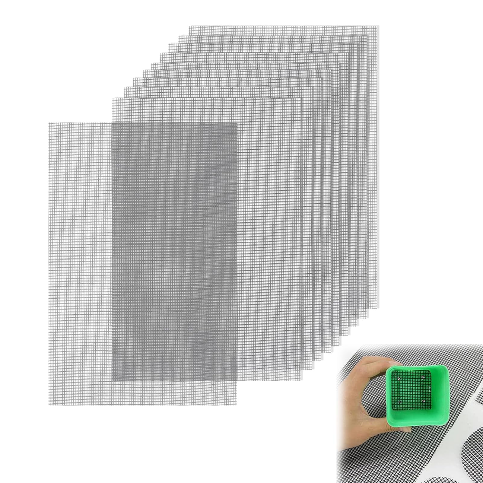 TYVOM 10 Pcs Flower Pot Mesh Pads, 11.8x7.8 Inch Mesh Drainage Screens Plastic Mesh Sheet Gardening Pad Drainage for Plant Pots Prevent Soil Loss Drainage Screens