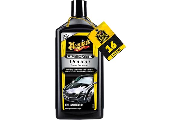 Meguiar’s Ultimate Polish – High-Gloss Polish for a Show Car Shine – Permanently Removes Light Swirls to Produce a Deep, Wet Reflection with a High Gloss Shine - Easy to Use, 16 Oz