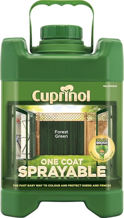 Cuprinol 5L Spray Fence Treatment Forest Green Water Based One Coat Protection