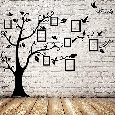 Amazon 2 5mリムーバブルメモリツリーの写真フレーム壁紙写真壁ステッカー装飾バードルームウォールブラック Yippy シューズ バッグ