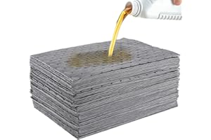 Acostop Oil Absorbent Pads - High Absorbency Microfiber Polypropylene Absorbing Pads, Oil Spill Mat for Oil-Based & Water-Based Fluids, Gray, 13" x 10", Pack of 50
