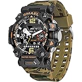 AIMES Mens Watches Sports Outdoor Waterproof Military Watch for Men Tactical Watch Analog Digital Date Alarm Stopwatch Multi-Function Tactics Big Face Wristwatch for Men