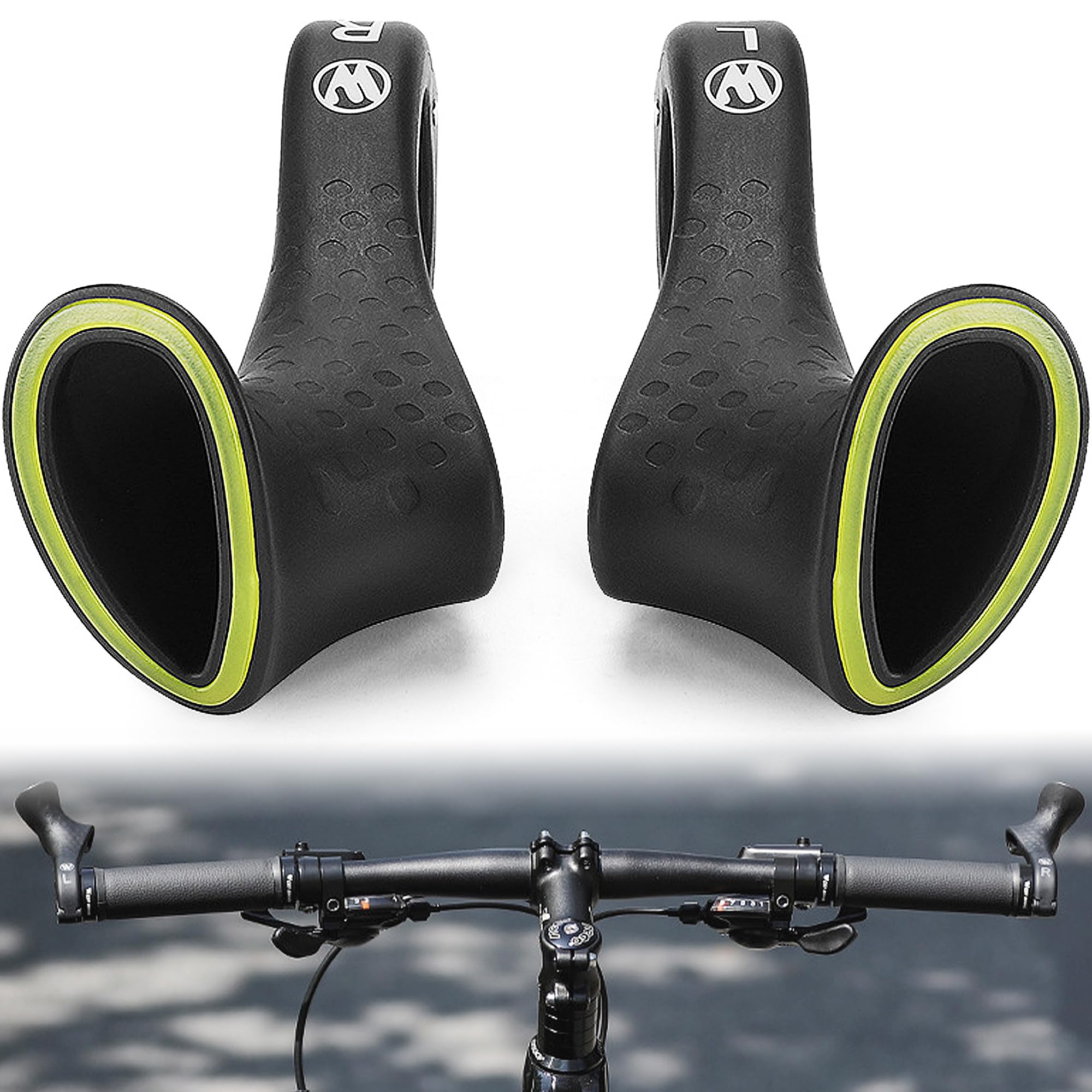 1 Pair Handlebar End Grips Bicycle Handlebar End Grips, Ergonomic Non-Slip MTB Handlebar End for 21.8-22.2 mm Handlebars, Handlebar Extension for MTB Road Cross-Country Bikes