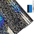 LZLRUN Forged Matte Carbon Fiber Black Vinyl Wrap Roll Air Release Sticker Sheet Film DIY Decal Car Auto Vehicle Morotcycle Self Adhesive (1inch x 30ft,Chameleon)