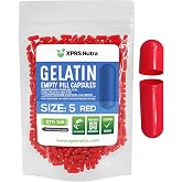 XPRS Nutra Size 5 Empty Capsules - 100 Count Very Small Empty Gelatin Capsules - Pills DIY Capsule Filling - Fillable Pill Gel Caps for Do-It-Yourself Vitamin Supplements (Red)