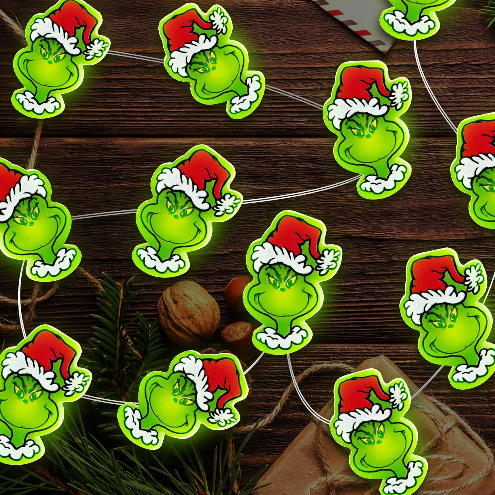 Photo 1 of ***UNKNOWN DAMAGES*** CRCZK [Timer] 15 FT 40 PCS LED Christmas Green Lights String Green Battery Operated Fairy Lights for Indoor Holiday Decoration, Home Party Favors.