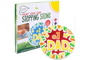 Creative Roots Paint Your Own #1 Dad Stepping Stone, Paintable Ceramic 7 in. Stone, Includes 6 Acrylic Paints & Paintbrush, Great Arts and Crafts for Kids Ages 8-12, Father's Day Gift