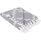 DII Modern Moroccan Cotton Blanket Throw with Fringe for Couch, Chair, Guest Room, Picnic, Camping, Beach, & Everyday Use, 50x60, Gray