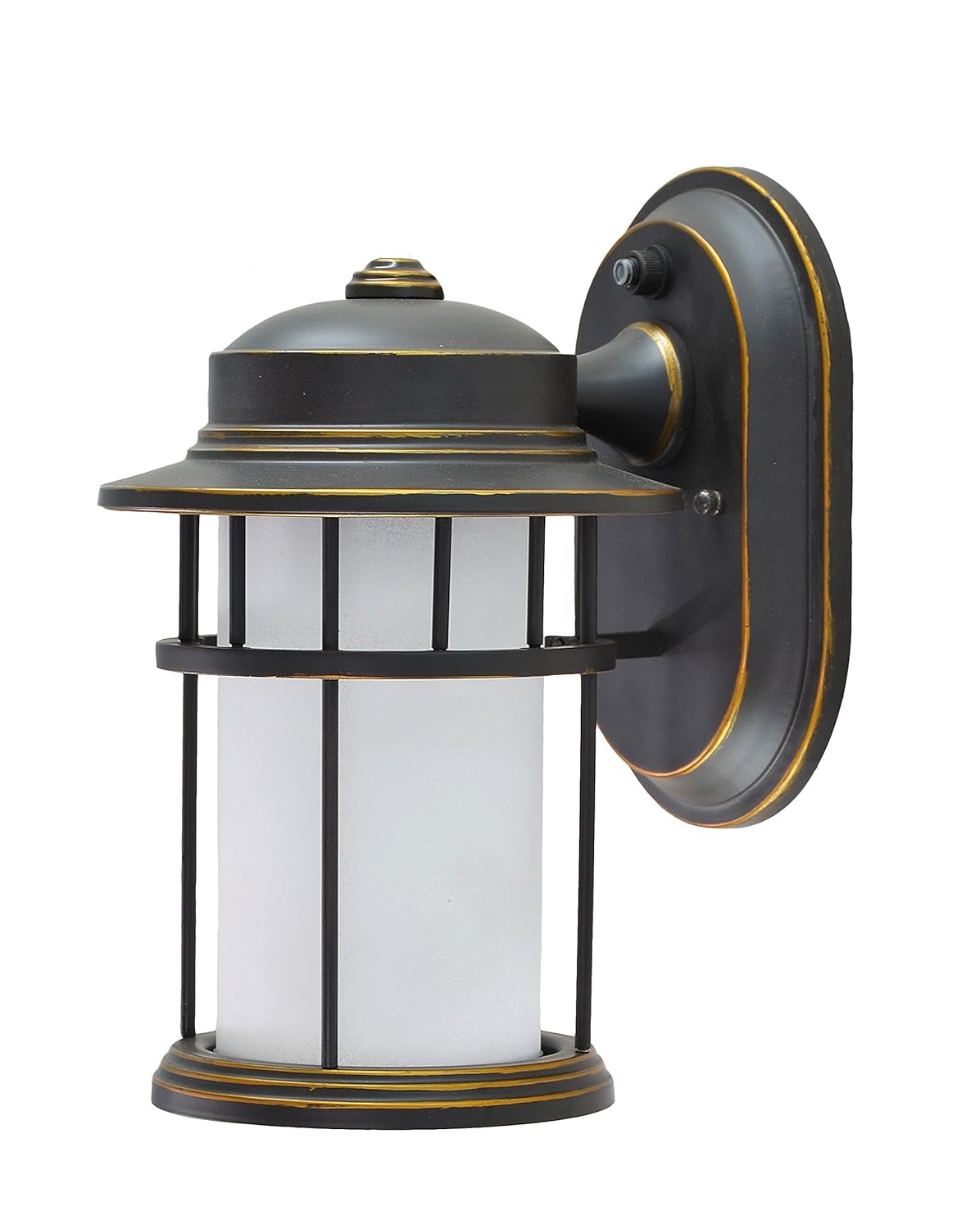 Aspen Creative 60001 1 Light Small Outdoor Wall Light Fixture with Dusk to Dawn Sensor, Transitional Design in Aged Bronze Patina, 10 1/2" High