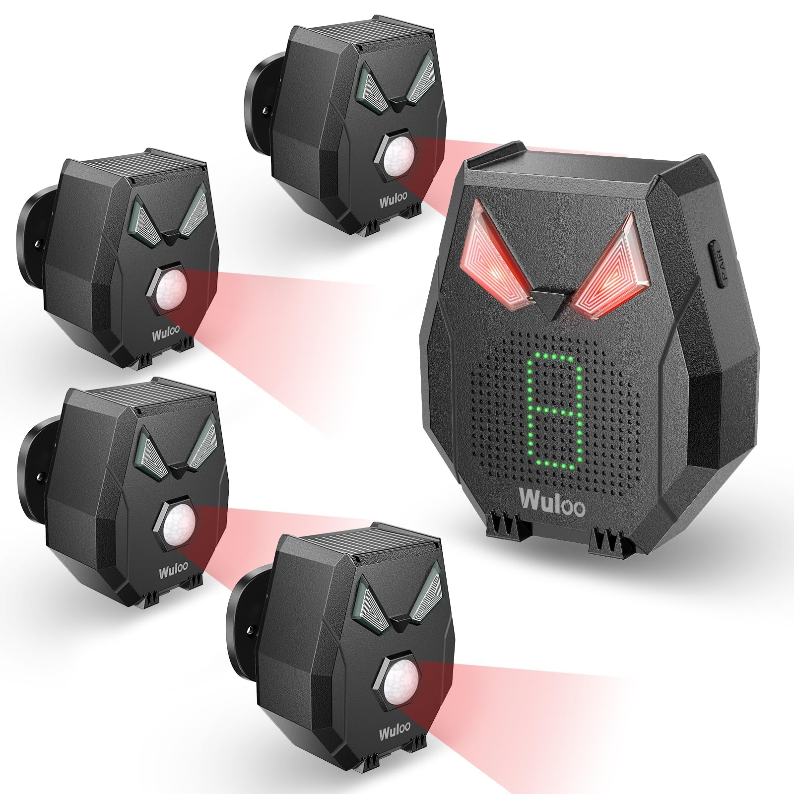 Photo 1 of Solar Wireless Driveway Alarm, Outdoor Motion Sensor Detector Alarms Driveway Alert System 2000ft Long Range with Rechargeable Battery, Outside Weatherproof/Expandable (1 Receiver and 4 sensors)