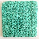 Artfen Mini Fake Rose Flower Heads 144pcs Mini Artificial Roses DIY Wedding Flowers Accessories Make Bridal Hair Clips Headbands Dress (Bottom add Gauze) Tiffany-Blue