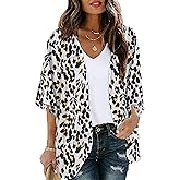Chunoy Women Floral Beach Wear Cover Up Chiffon Kimono Cardigan Open Front Blouse Top
